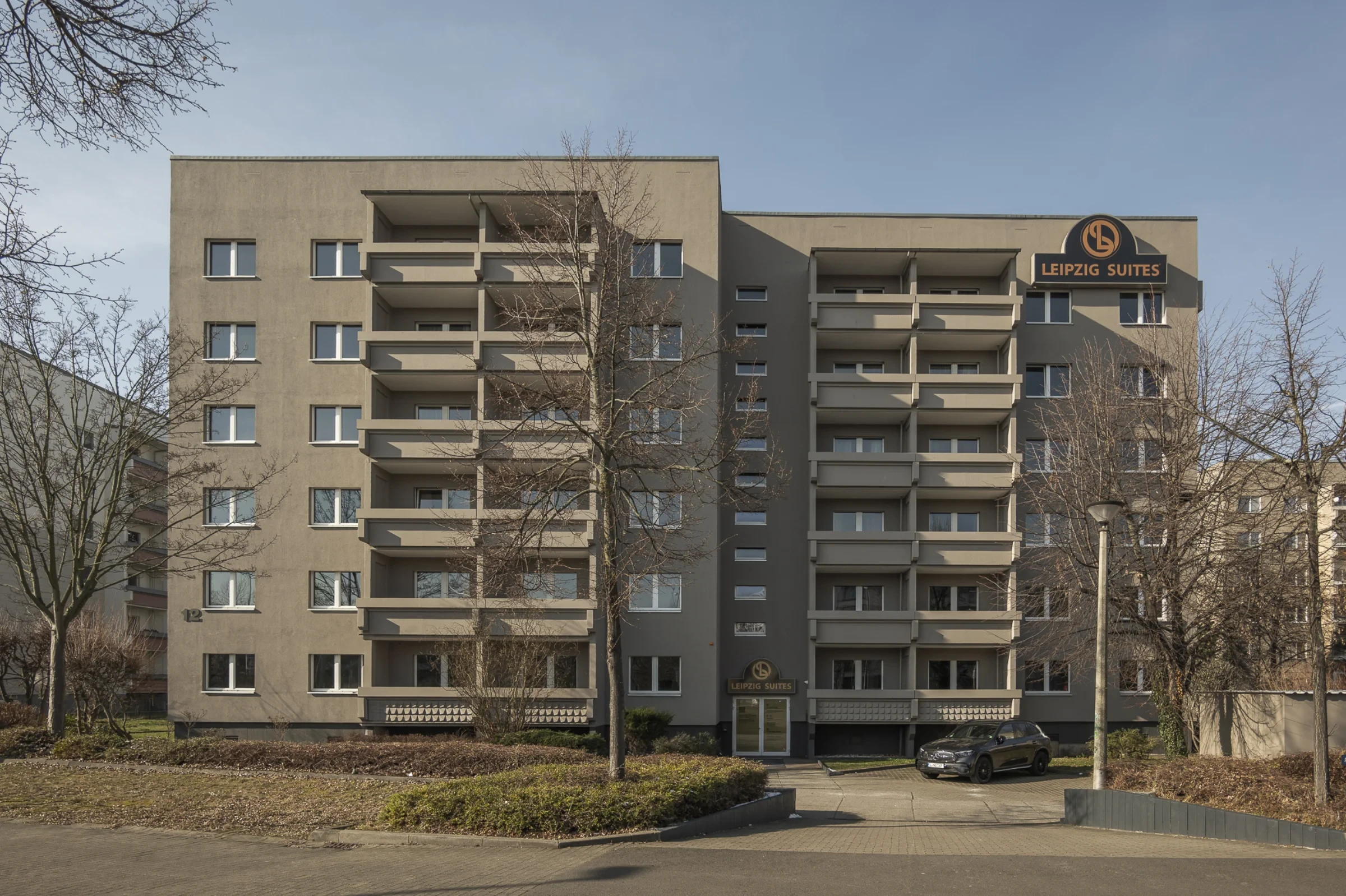 Leipzig Suites Gebäude Gerichtsweg 12 — Frontansicht